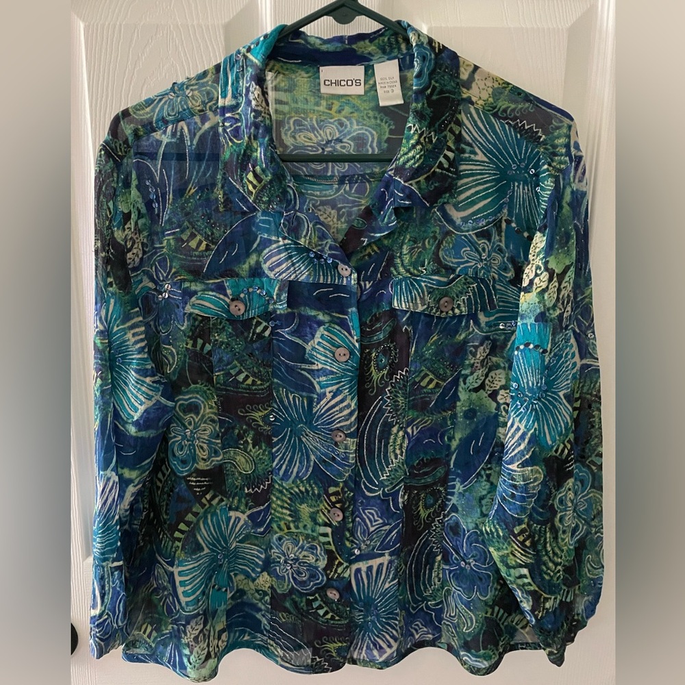 Chico Blouse with Tropical Print (3)